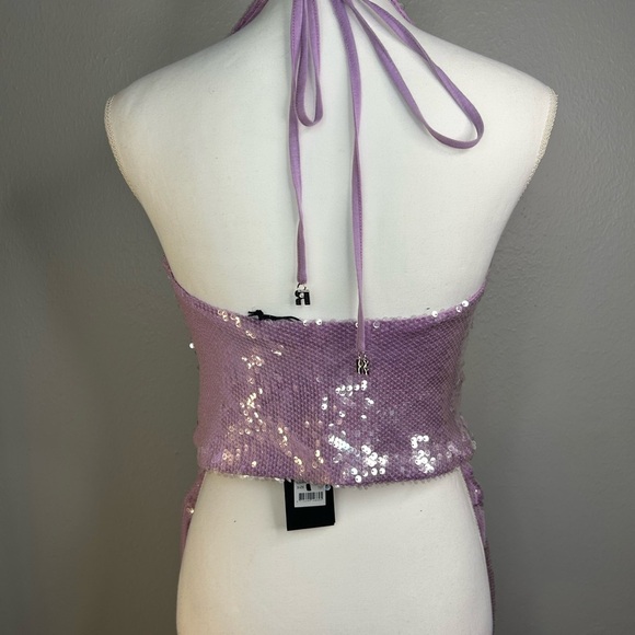 ✨ ROTATE Birger Christensen Lavender Sequin Halter Top & Pants Set | NWT ✨ - Picture 5 of 11
